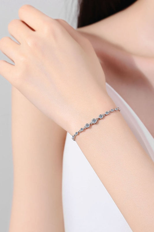 925 Sterling Silver Inlaid Moissanite Bracelet - Trendsi