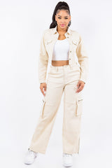 American Bazi Laced Back Cropped Jacket - Trendsi