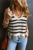 Fringe Striped Scoop Neck Tank - Flyclothing LLC