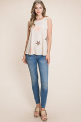 BOMBOM Star Print Round Neck Tank - Trendsi