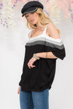 Celeste Full Size Striped Cold Shoulder Top