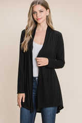 BOMBOM Open Front Long Sleeve Cardigan - Trendsi