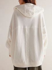 Exposed Seam Open Front Batwing Sleeve Hooded Cardigan - Trendsi