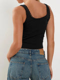 Lace Detail Square Neck Tank - Trendsi