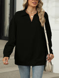 Johnny Collar Long Sleeve Sweatshirt - Trendsi