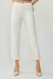 RISEN Full Size High Waist Rolled Hem Straight Jeans - Trendsi