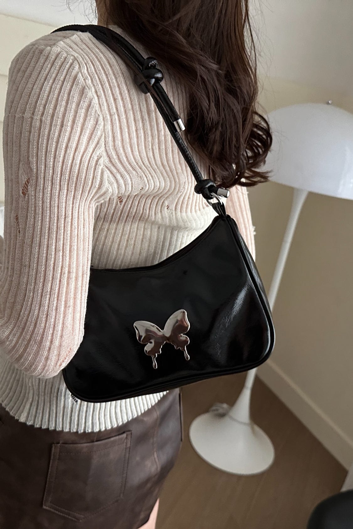 Butterfly PU Leather Knotted Strap Shoulder Bag - Trendsi