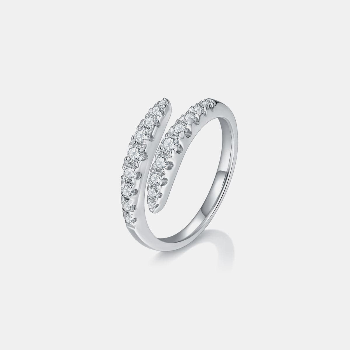 925 Sterling Silver Moissanite Bypass Ring - Trendsi