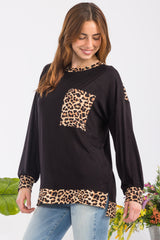 Celeste Full Size Leopard Round Neck Dropped Shoulder T-Shirt - Trendsi