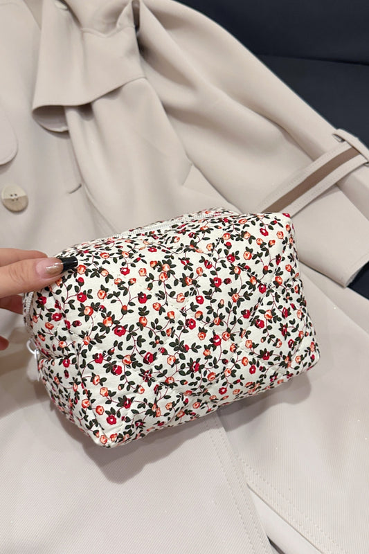 Floral Quilted Clutch with Plaid Lining