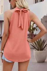 Tied Cutout Grecian Neck Tank - Flyclothing LLC