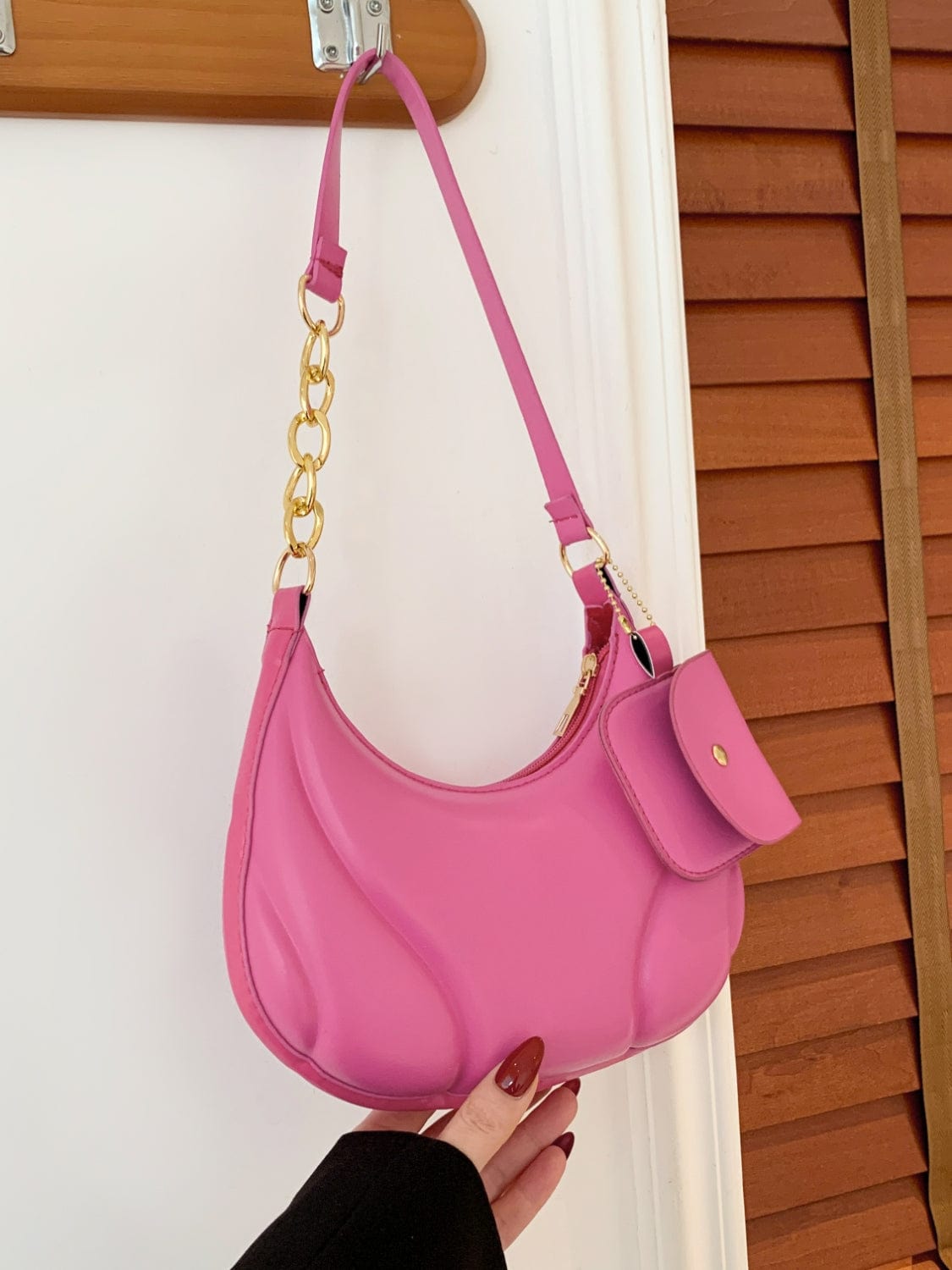 PU Leather Shoulder Bag with EarPods Bag - Trendsi