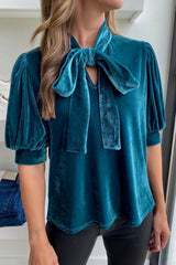 Tie Neck Half Sleeve Blouse - Trendsi