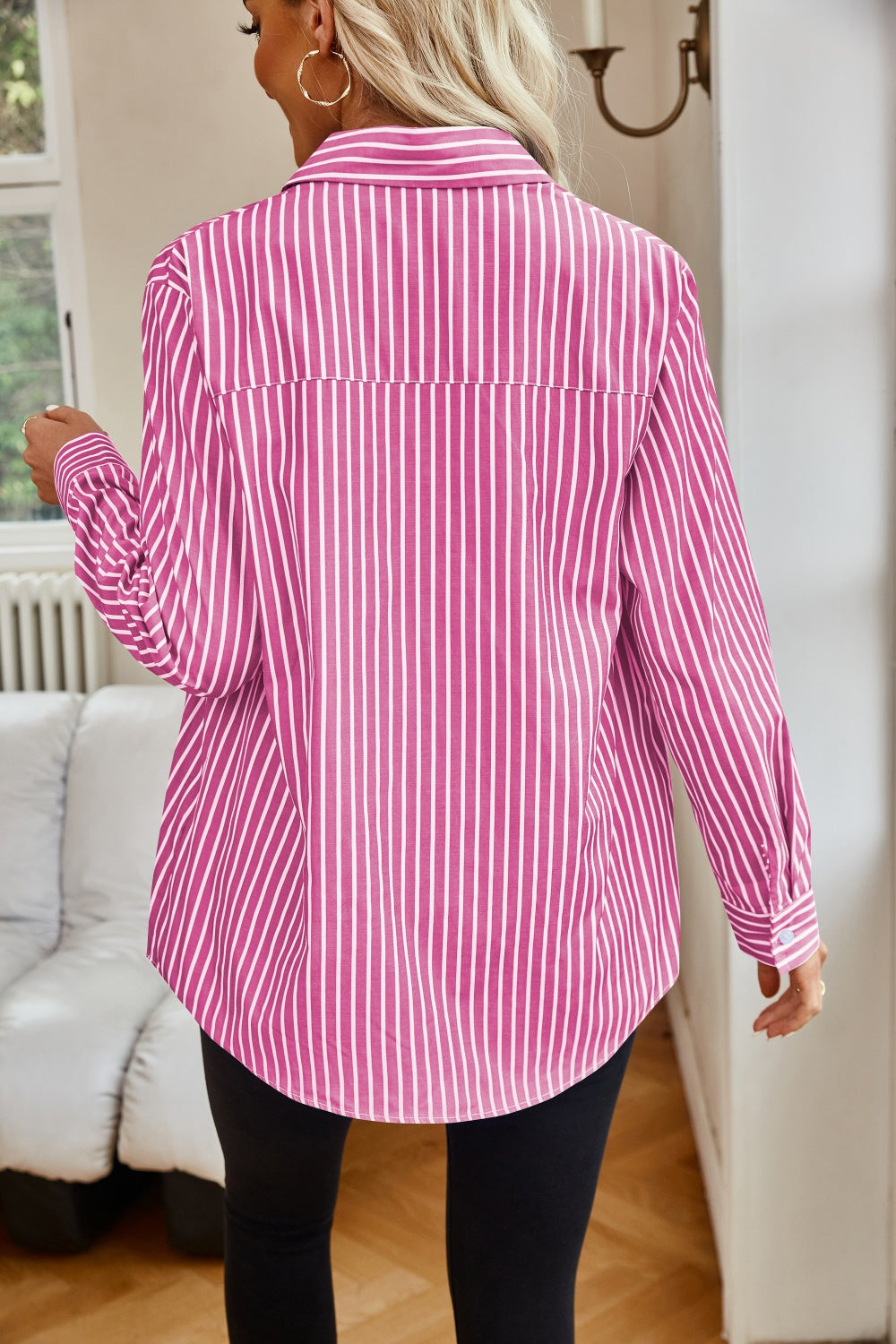 Striped Button Up Long Sleeve Shirt