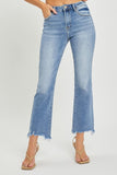 RISEN Full Size Frayed Hem Cropped Straight Jeans - Trendsi