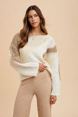 Annie Wear Color Block Drop Shoulder Sweater