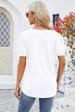 Frill Notched Short Sleeve Blouse - Flyclothing LLC