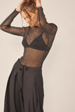 Idem Ditto Sparkling Glitter Long Sleeve Sheer Top - Flyclothing LLC