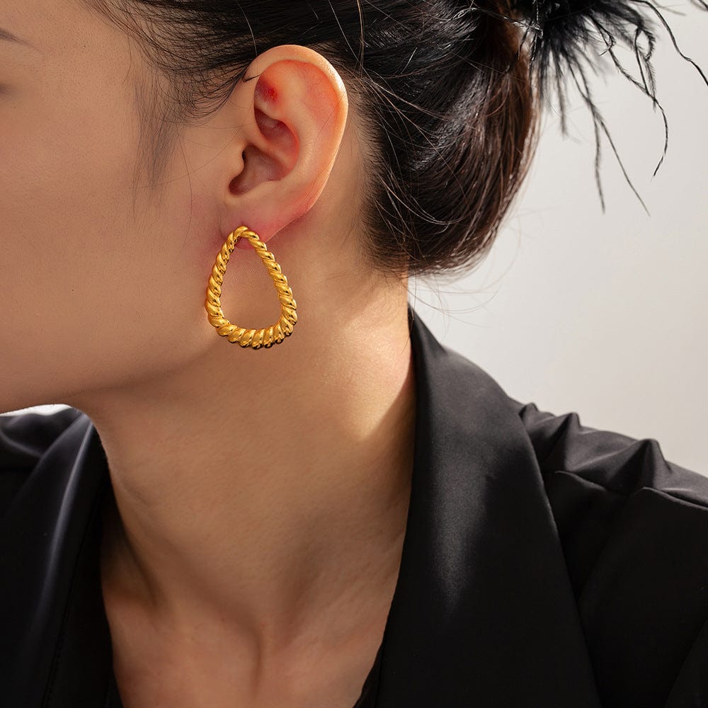 18K Gold-Plated Twisted Earrings - Trendsi