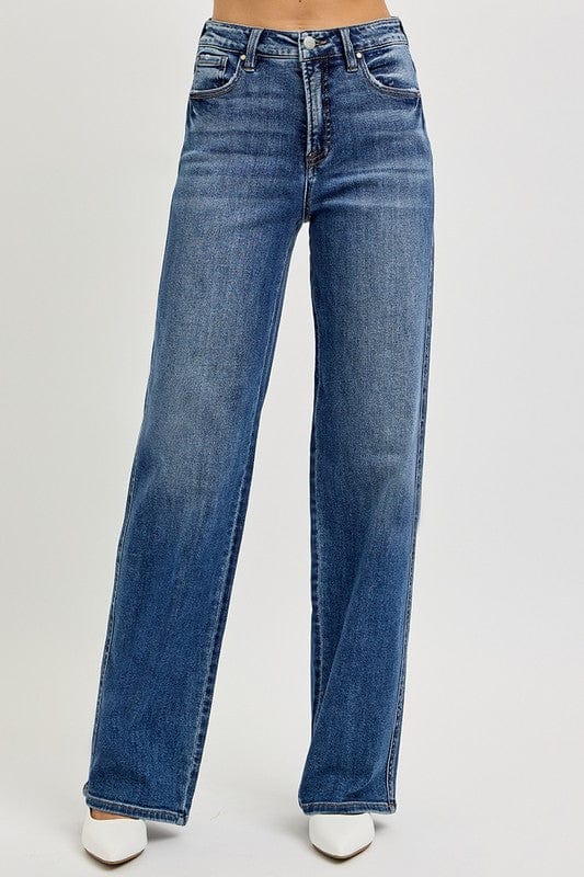 RISEN Full Size Tummy Control High Rise Jeans - Trendsi