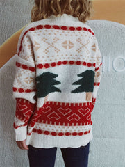 Christmas Tree Mock Neck Long Sleeve Sweater - Trendsi