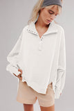 Exposed Seam Side Slit Long Sleeve Sweatshirt - Trendsi