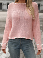 Dropped Shoulder Long Sleeve Sweater - Trendsi