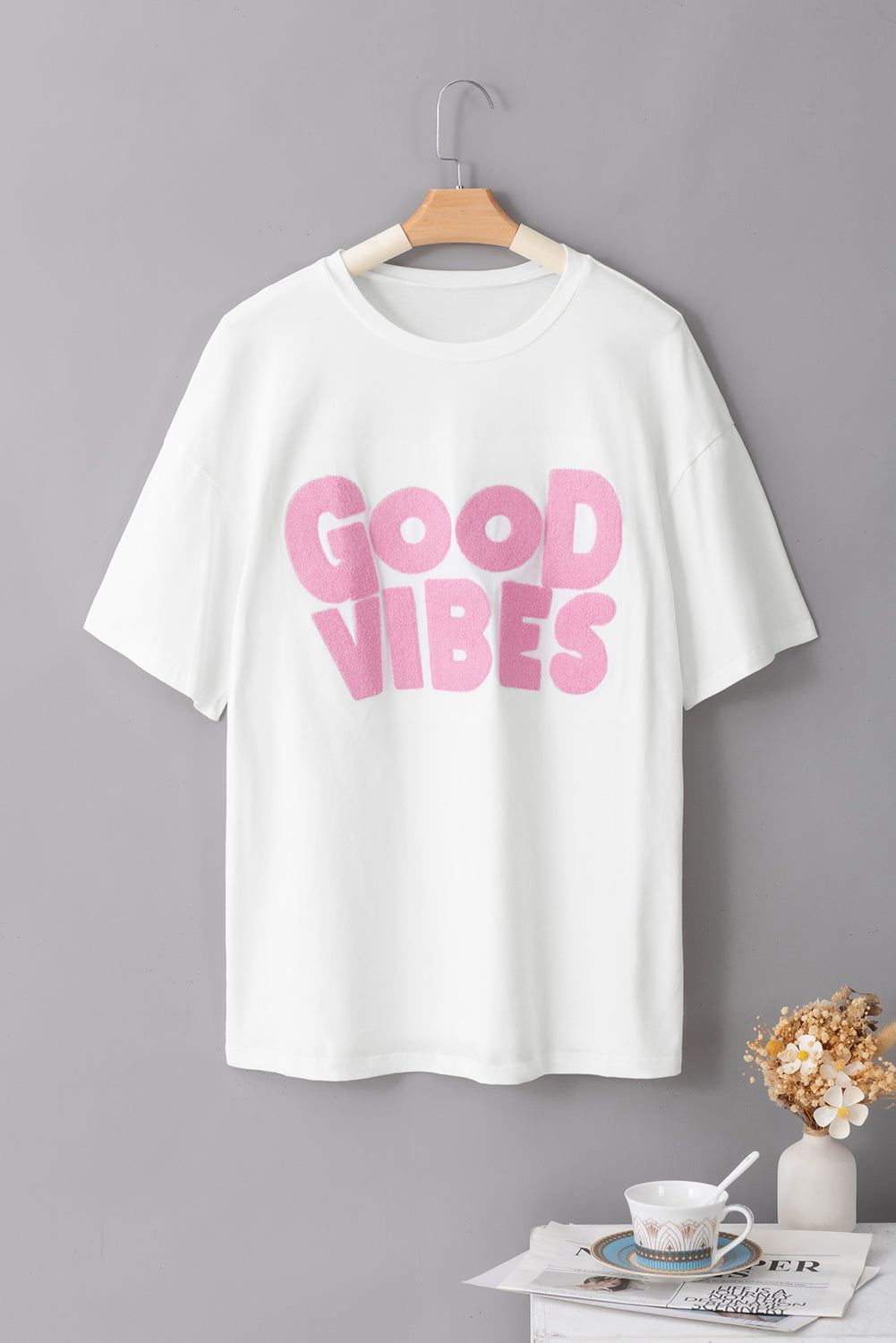 GOOD VIBES Round Neck Half Sleeve T-Shirt - Flyclothing LLC