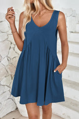 Plunge Wide Strap Mini Tank Dress - Trendsi