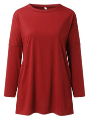 Full Size Round Neck Long Sleeve T-Shirt - Trendsi