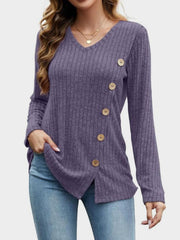 V-Neck Long Sleeve T-Shirt