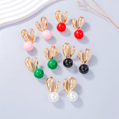 Alloy Drip Oil Bunny Earrings - Trendsi