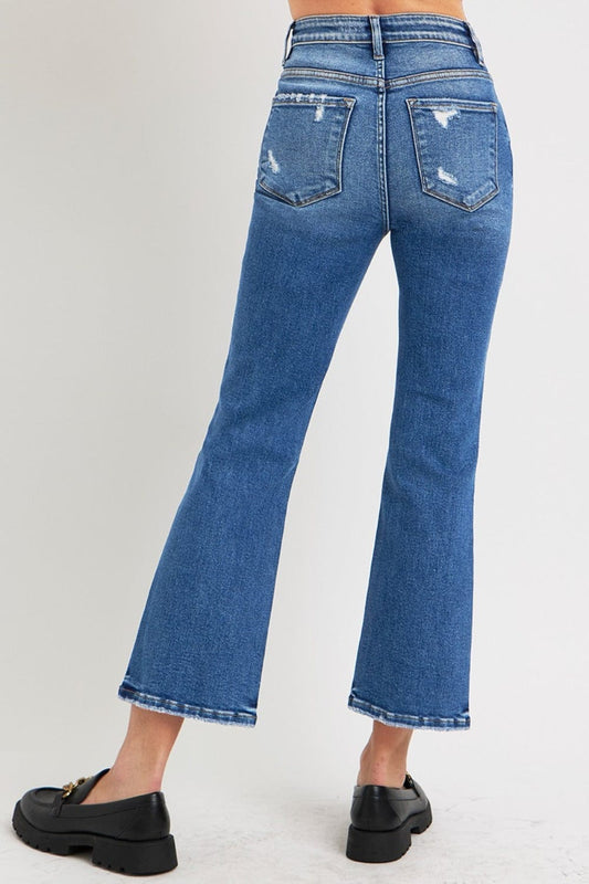 RISEN Full Size Tummy Control High Rise Crop Bootcut Jeans - Trendsi