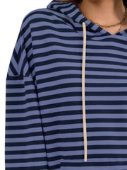 Drawstring Striped Long Sleeve Hoodie - Trendsi