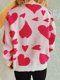 Heart Round Neck Long Sleeve Sweater - Trendsi