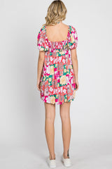 GeeGee Floral Ruff Sleeve Mini Dress Trendsi