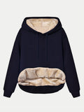 Drawstring Long Sleeve Hoodie with Kangaroo Pocket - Trendsi