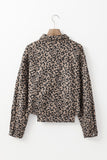 Asymmetrical Hem Collared Neck Leopard Jacket