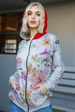 Blumin Apparel Full Size Floral Zip Up Hoodie Trendsi