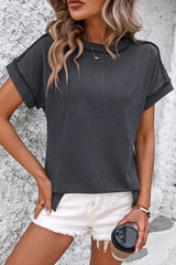 Striped Round Neck Short Sleeve T-Shirt Trendsi