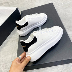 PU Leather Lace Up Round Toe Platform Sneakers