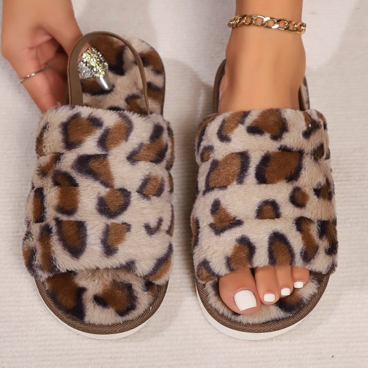 Leopard Open Toe Slippers - Trendsi