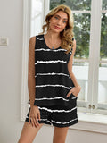 Striped Round Neck Tank and Shorts Lounge Set - Flyclothing LLC