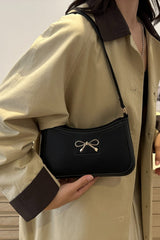 Bow Trim PU Leather Shoulder Bag - Trendsi