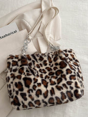 Bolso de hombro de piel sintética con estampado de leopardo