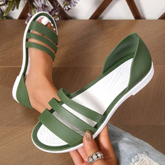 PU Leather Three-Strap Sandals - Trendsi