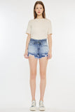 Kancan High Rise Frayed Hem Denim Shorts Trendsi