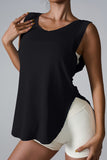 Slit Round Neck Active Tank Trendsi