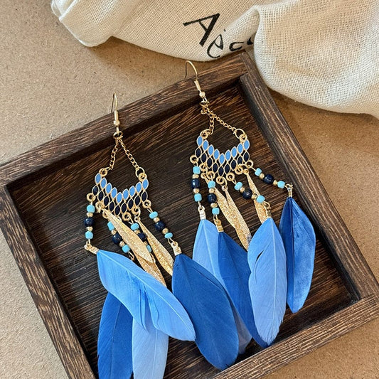 Alloy Rice Bead Dangle Earrings - Trendsi