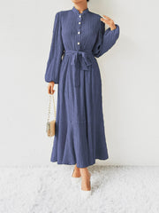 Tie Waist Long Sleeve Dress